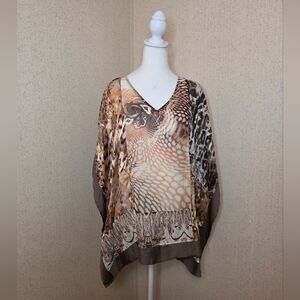 Travelers Collection by Chico's Brown Tones Butterfly Kimono Pullover  Sz:S/M